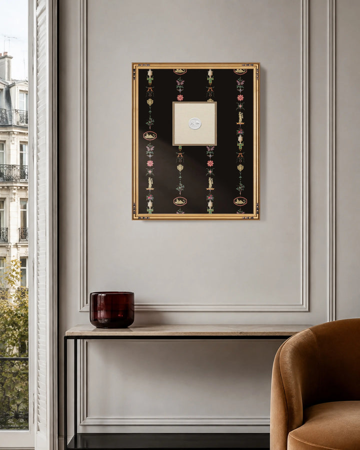 Framed Intaglio Wall Art - NeoClassical Stripe - Black Lacquer