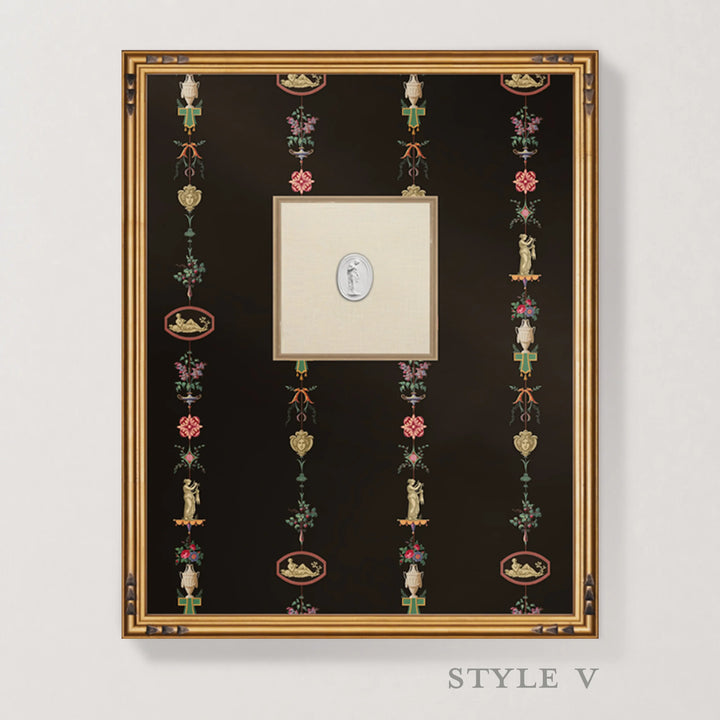 Framed Intaglio Wall Art - NeoClassical Stripe - Black Lacquer