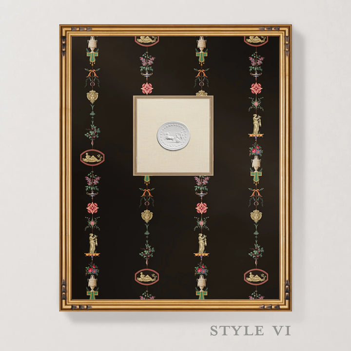 Framed Intaglio Wall Art - NeoClassical Stripe - Black Lacquer