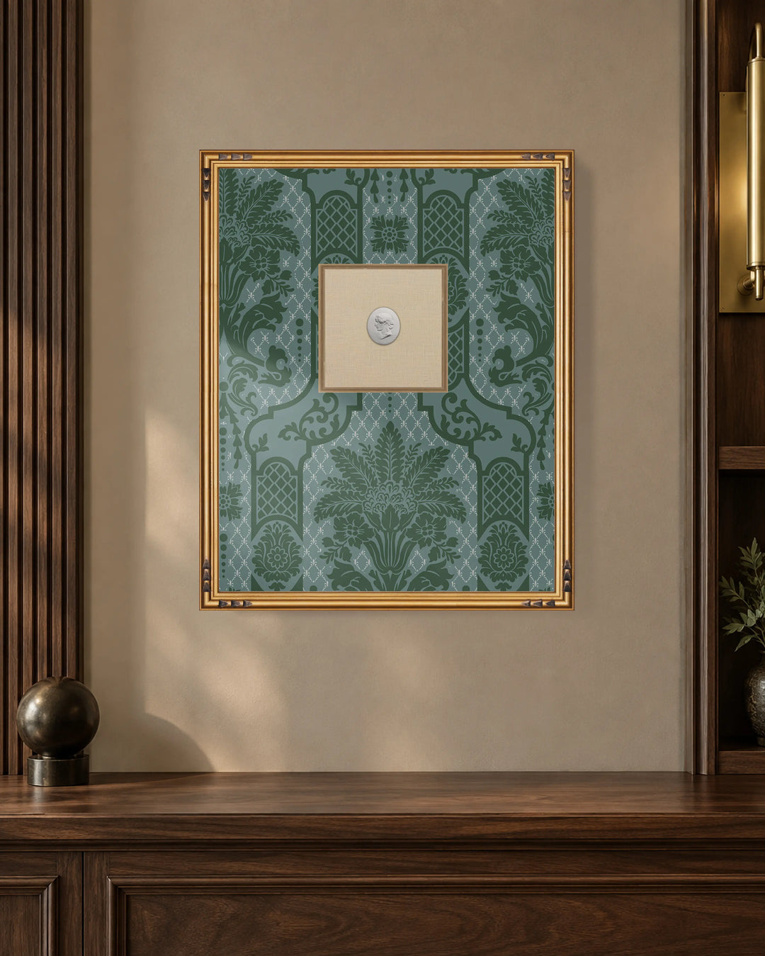 Framed Intaglio Wall Art - Columnar Bloom - Blue Jade