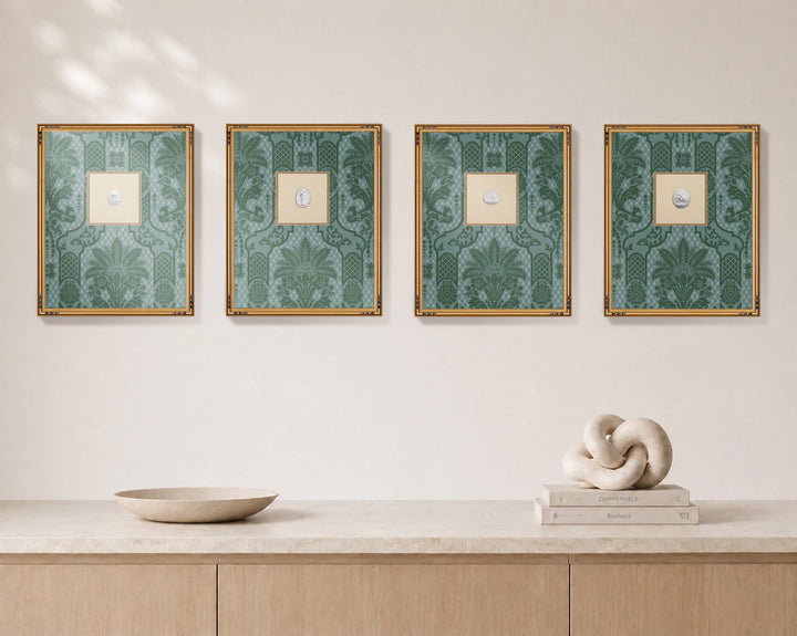 Framed Intaglio Wall Art - Columnar Bloom - Blue Jade