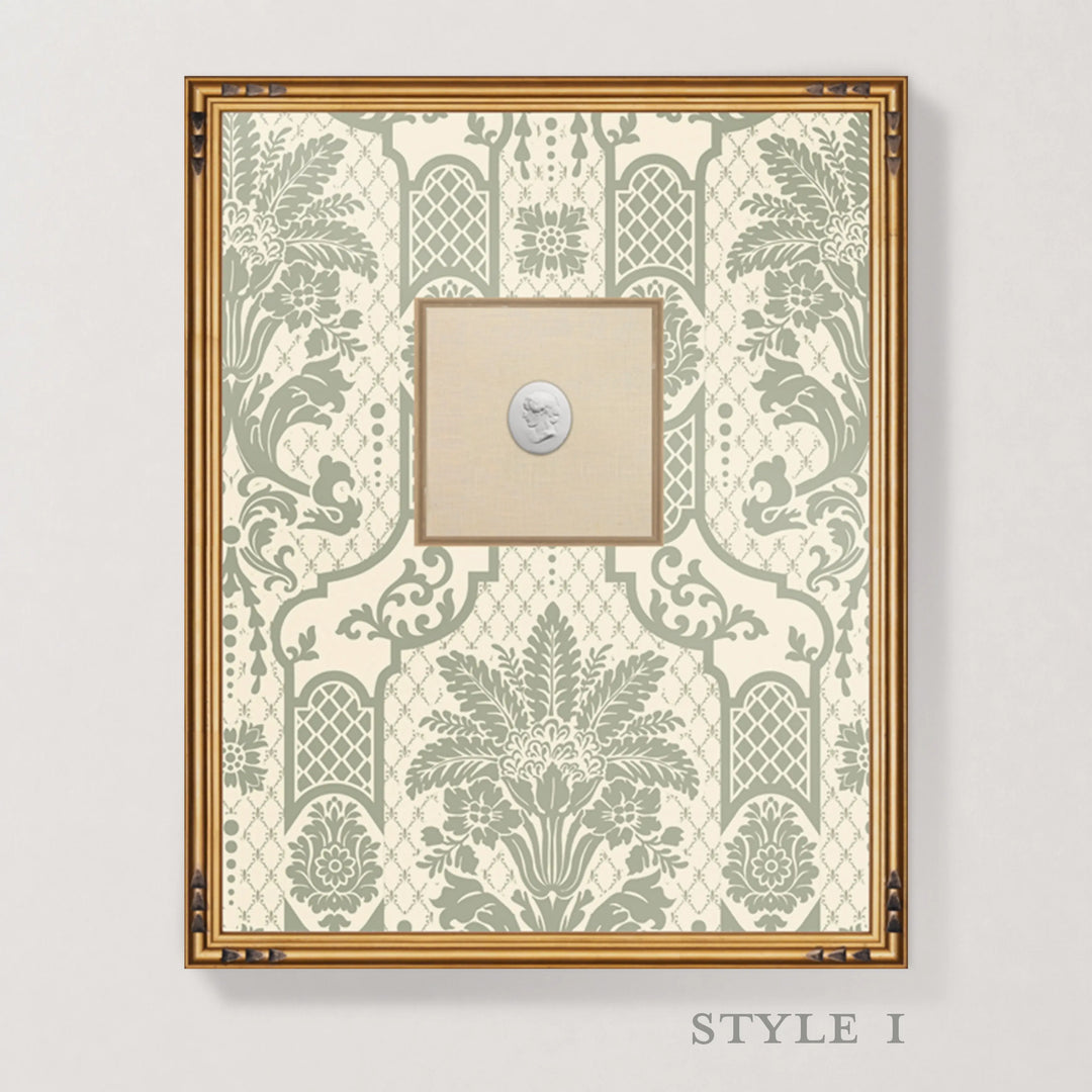 Framed Intaglio Wall Art - Columnar Bloom - Thyme Green