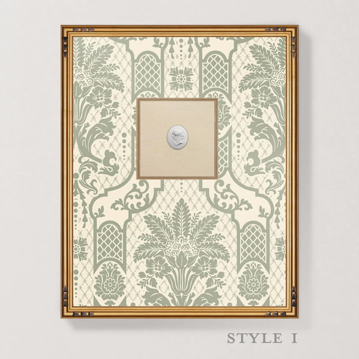 Framed Intaglio Wall Art - Columnar Bloom - Thyme Green