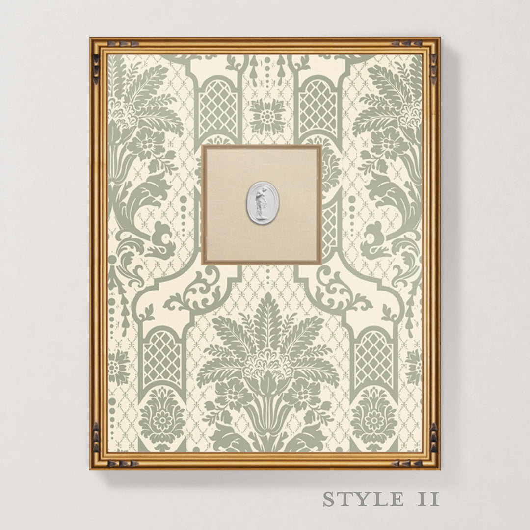 Framed Intaglio Wall Art - Columnar Bloom - Thyme Green