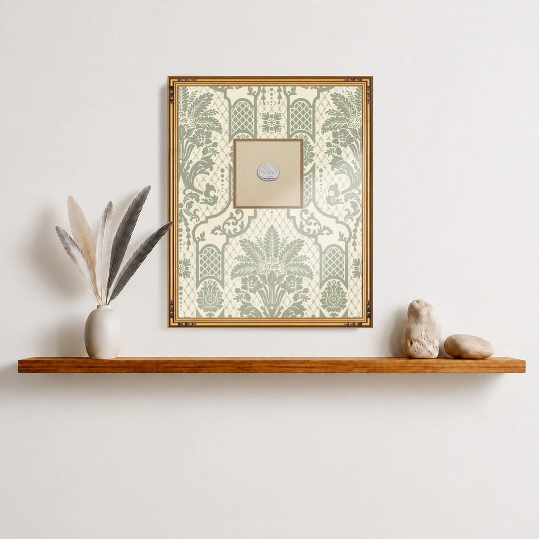 Framed Intaglio Wall Art - Columnar Bloom - Thyme Green