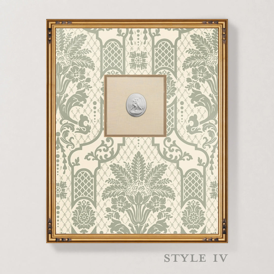 Framed Intaglio Wall Art - Columnar Bloom - Thyme Green