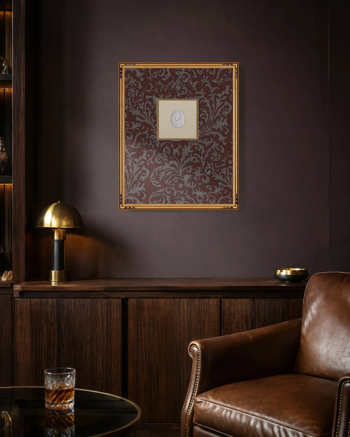 Framed Intaglio Wall Art - Florentine Vine - Crimson