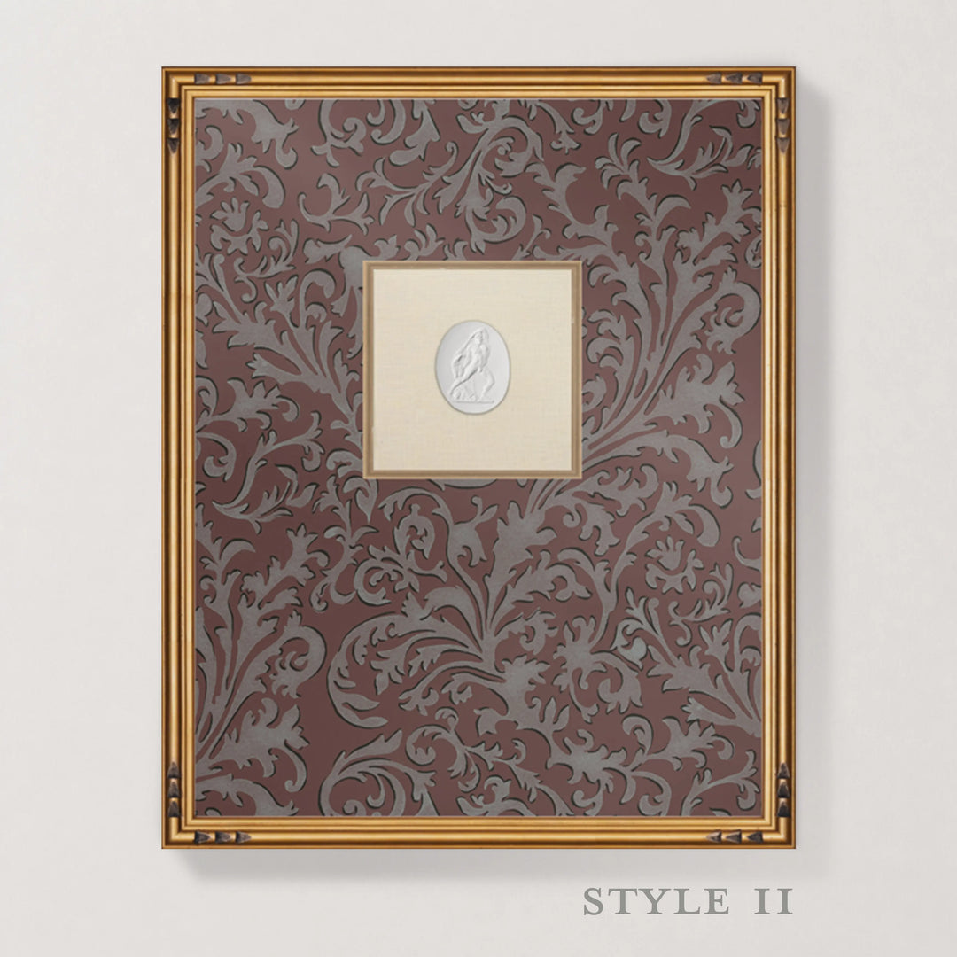 Framed Intaglio Wall Art - Florentine Vine - Crimson
