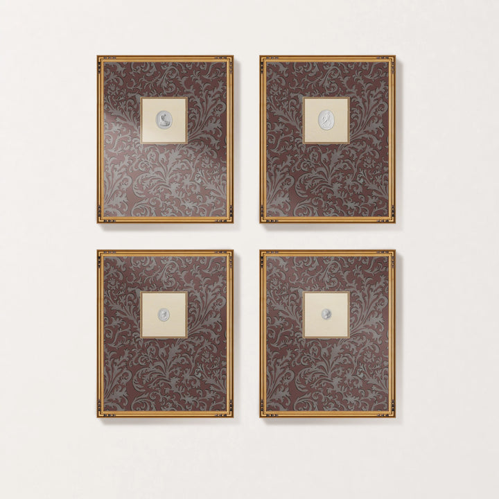 Framed Intaglio Wall Art - Florentine Vine - Crimson