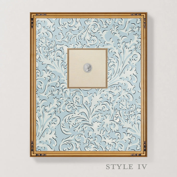Framed Intaglio Wall Art - Florentine Vine - Daytime Blue