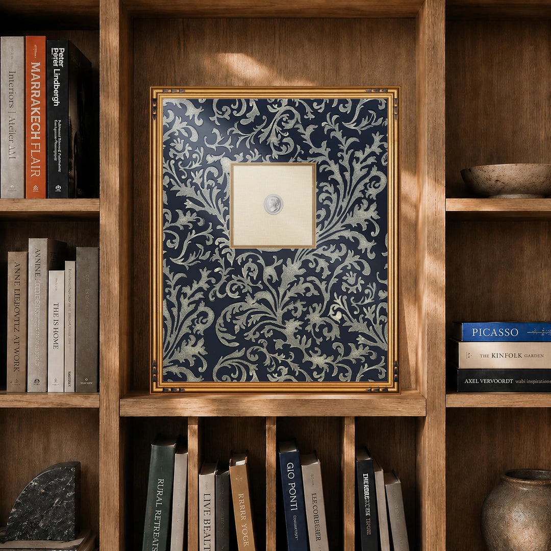 Framed Intaglio Wall Art - Florentine Vine - Deep Blue