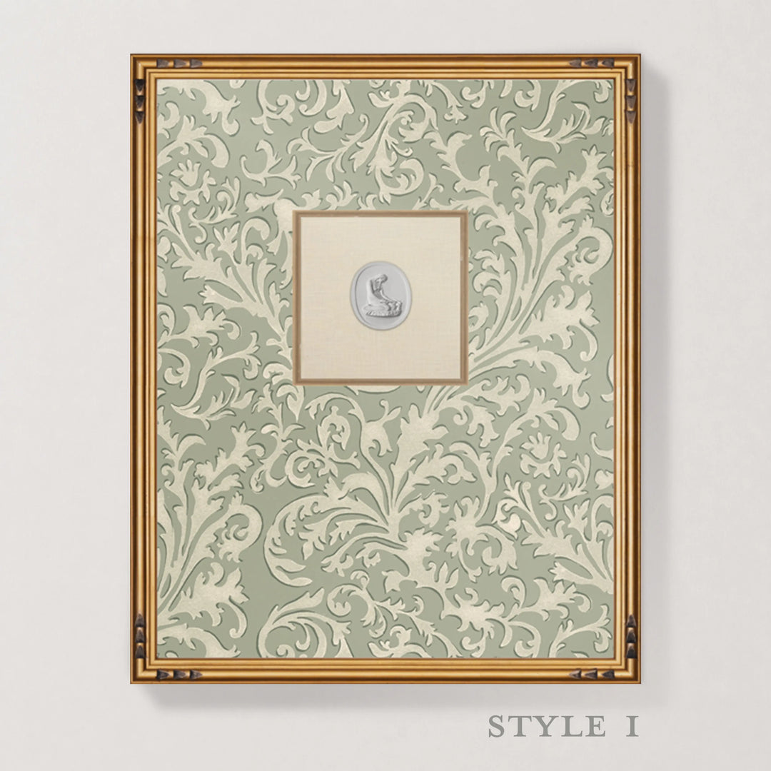 Framed Intaglio Wall Art - Florentine Vine - Linen