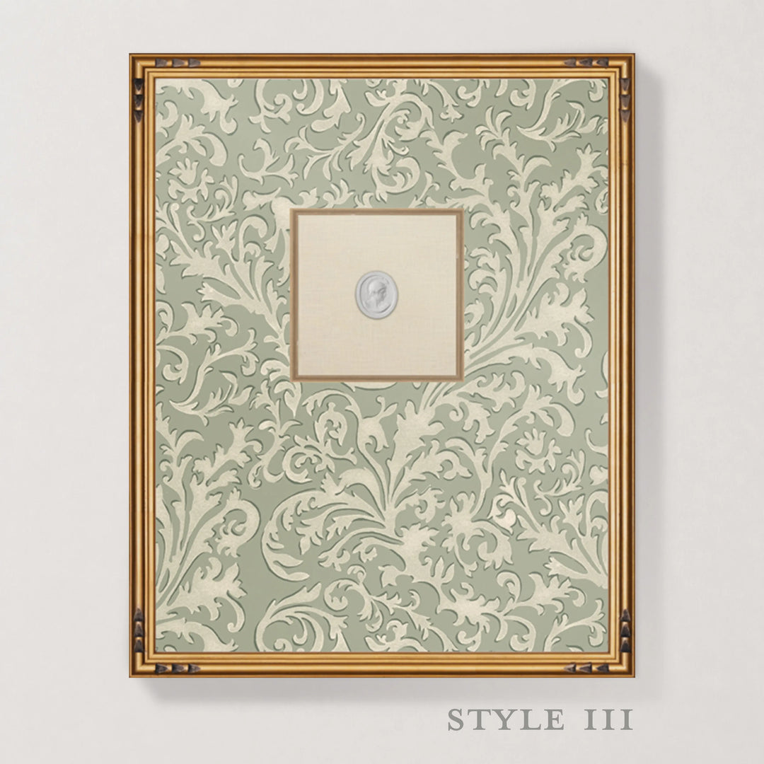 Framed Intaglio Wall Art - Florentine Vine - Linen