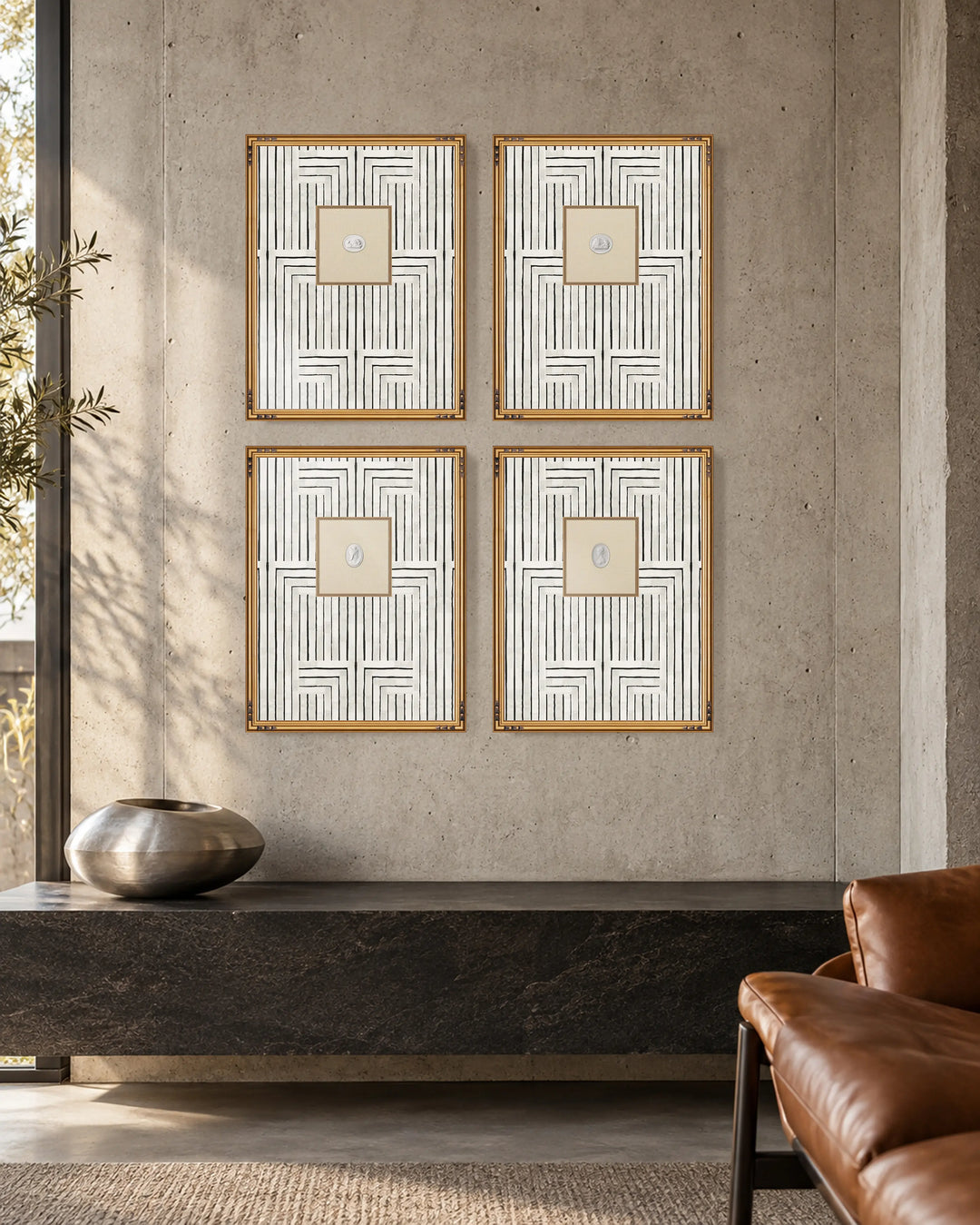 Framed Intaglio Wall Art - Chiseled - Marble White