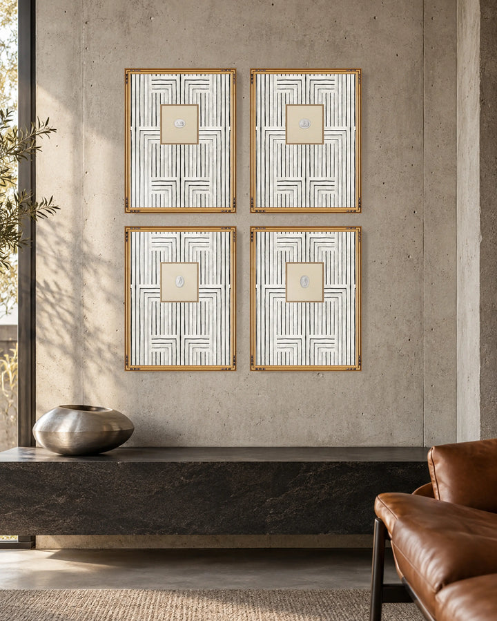 Framed Intaglio Wall Art - Chiseled - Marble White