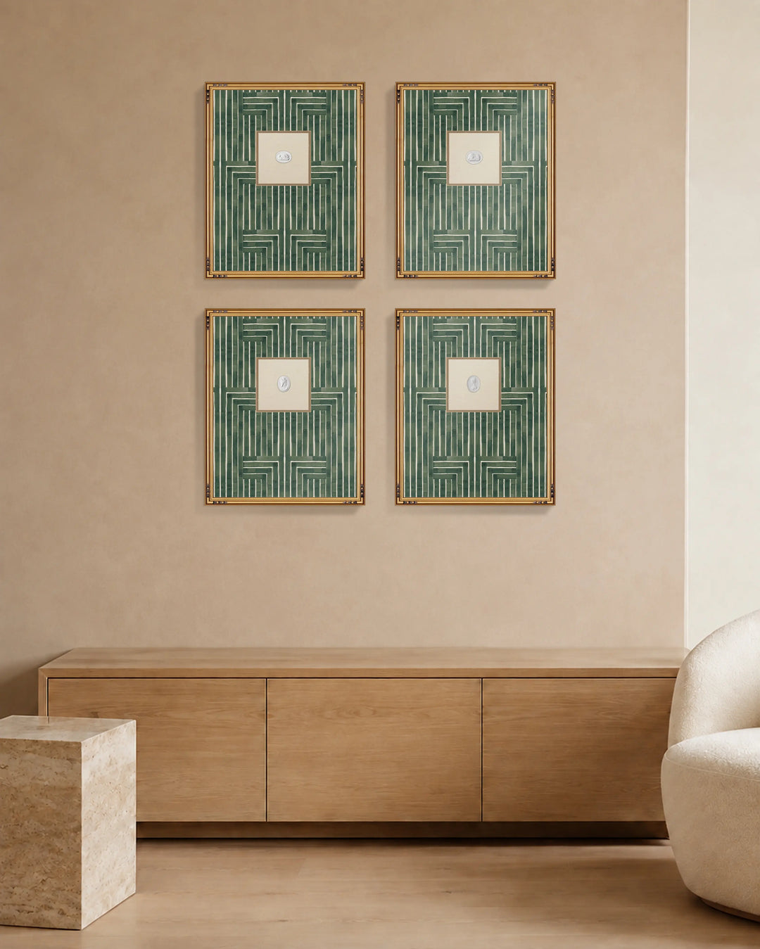 Framed Intaglio Wall Art - Chiseled - Emerald