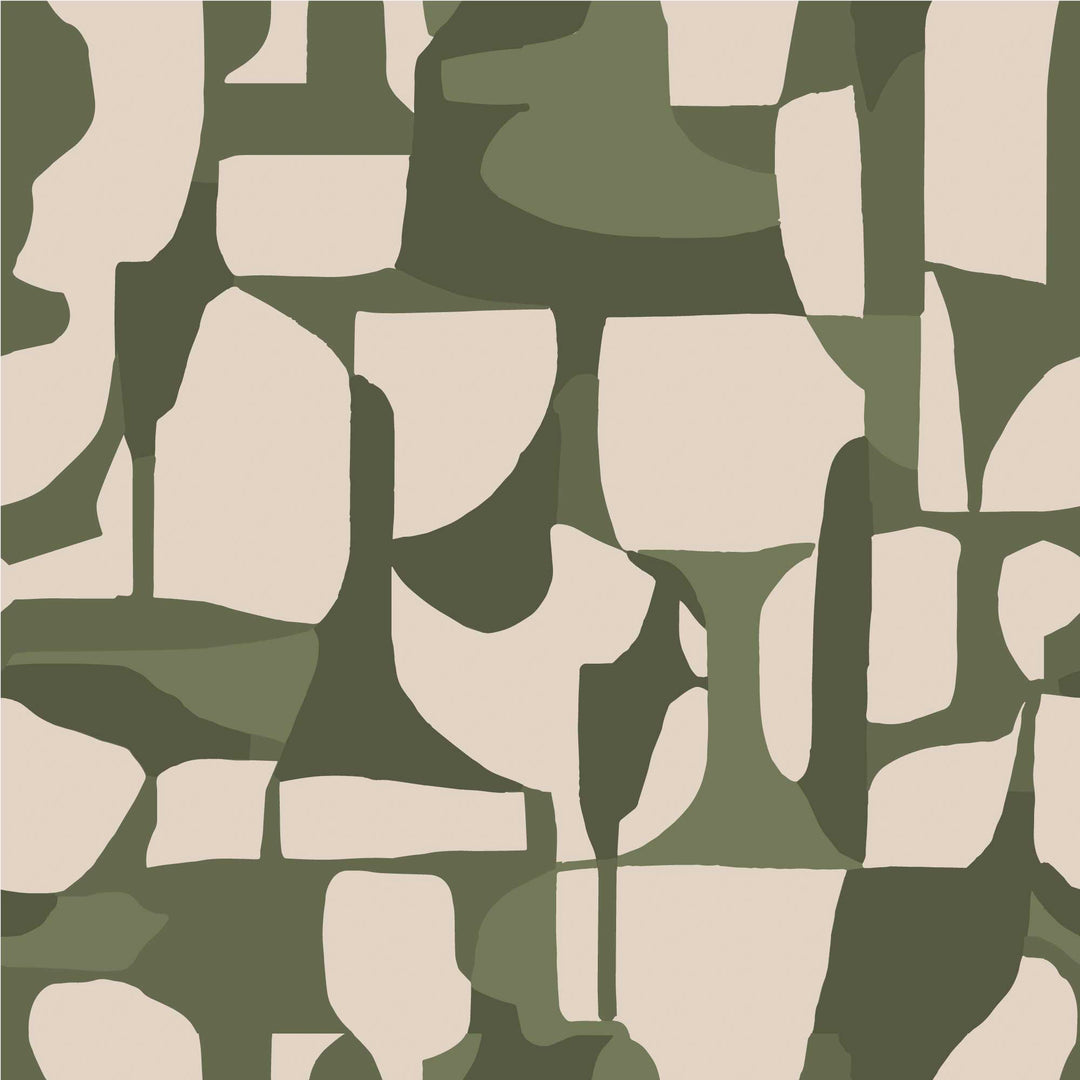 Abstract Attraction - Celery Olive Wallpaper by Blessed Little Bungalow