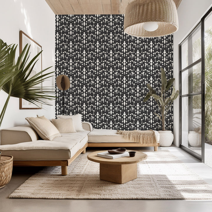 Abstract Ink - White On Black Wallpaper by Bohemian Bungalow