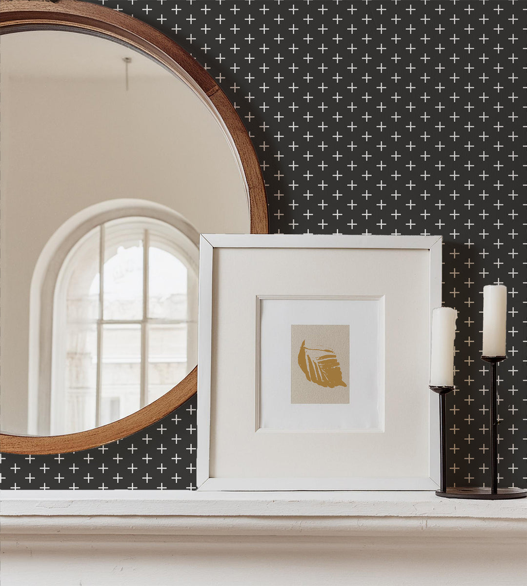 Addition - Jet Black Reverse Geometric Wallpaper by Mrs. Paranjape