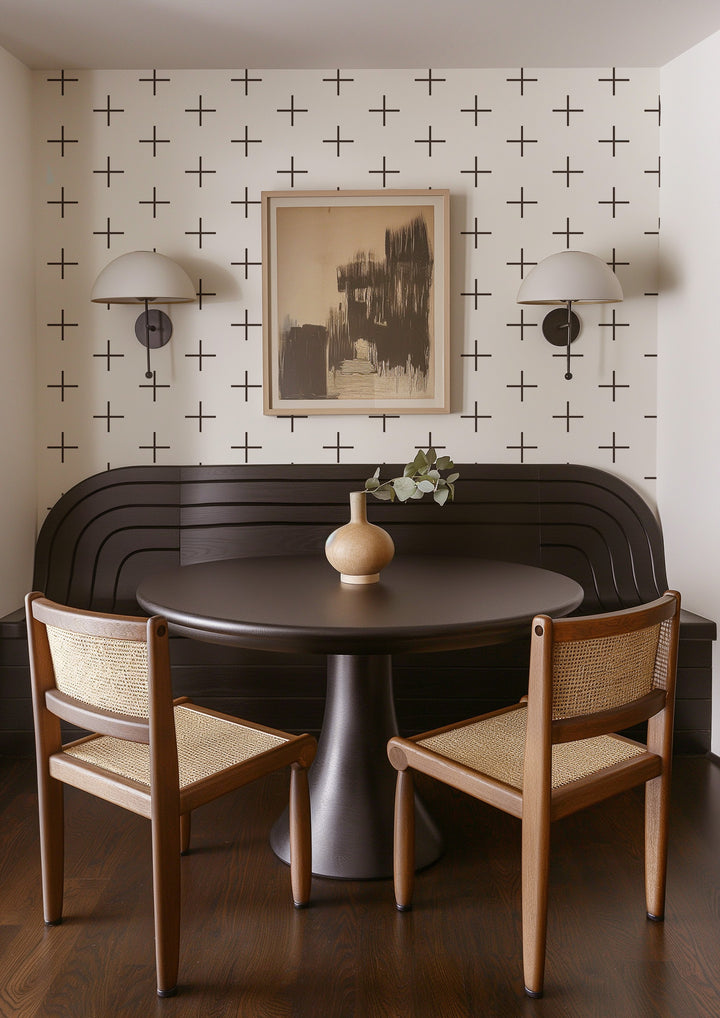 Addition Large - Jet Black Geometric Wallpaper by Mrs. Paranjape