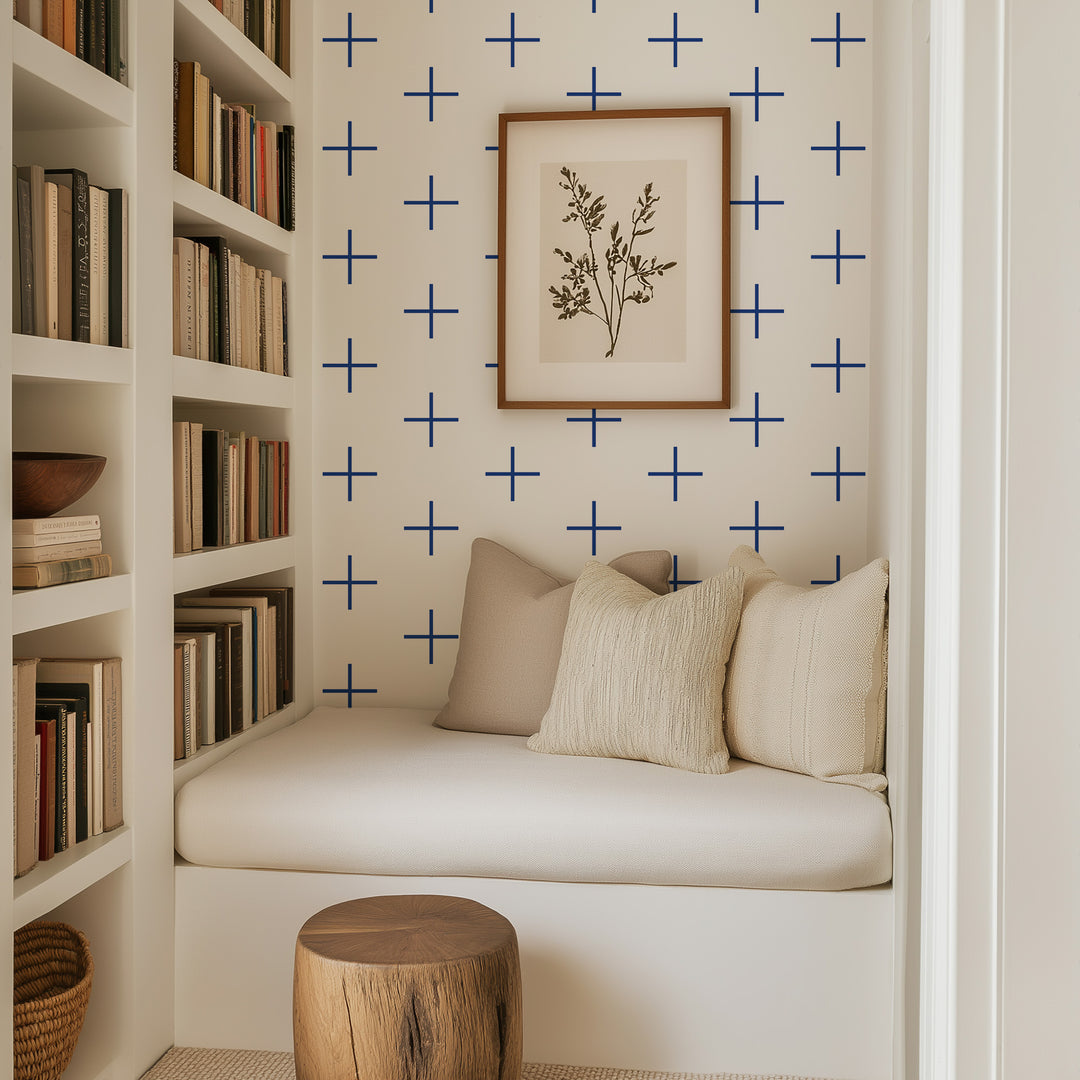 Addition Large - Yves Blue Geometric Wallpaper by Mrs. Paranjape