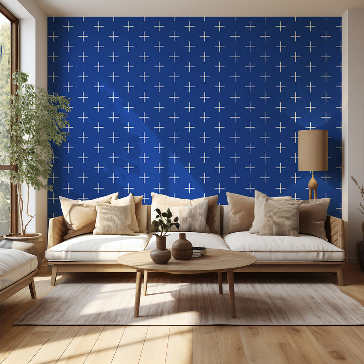 Addition Large - Yves Blue Reverse Geometric Wallpaper by Mrs. Paranjape