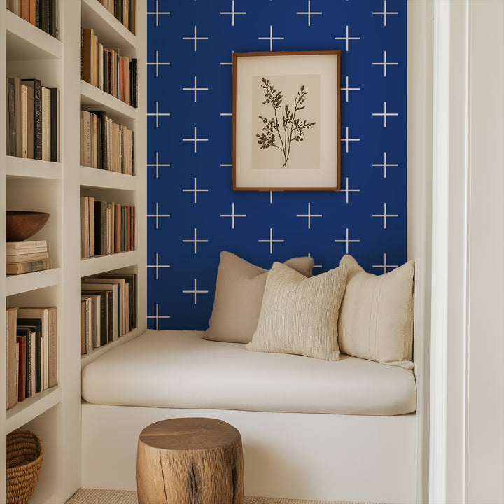 Addition Large - Yves Blue Reverse Geometric Wallpaper by Mrs. Paranjape