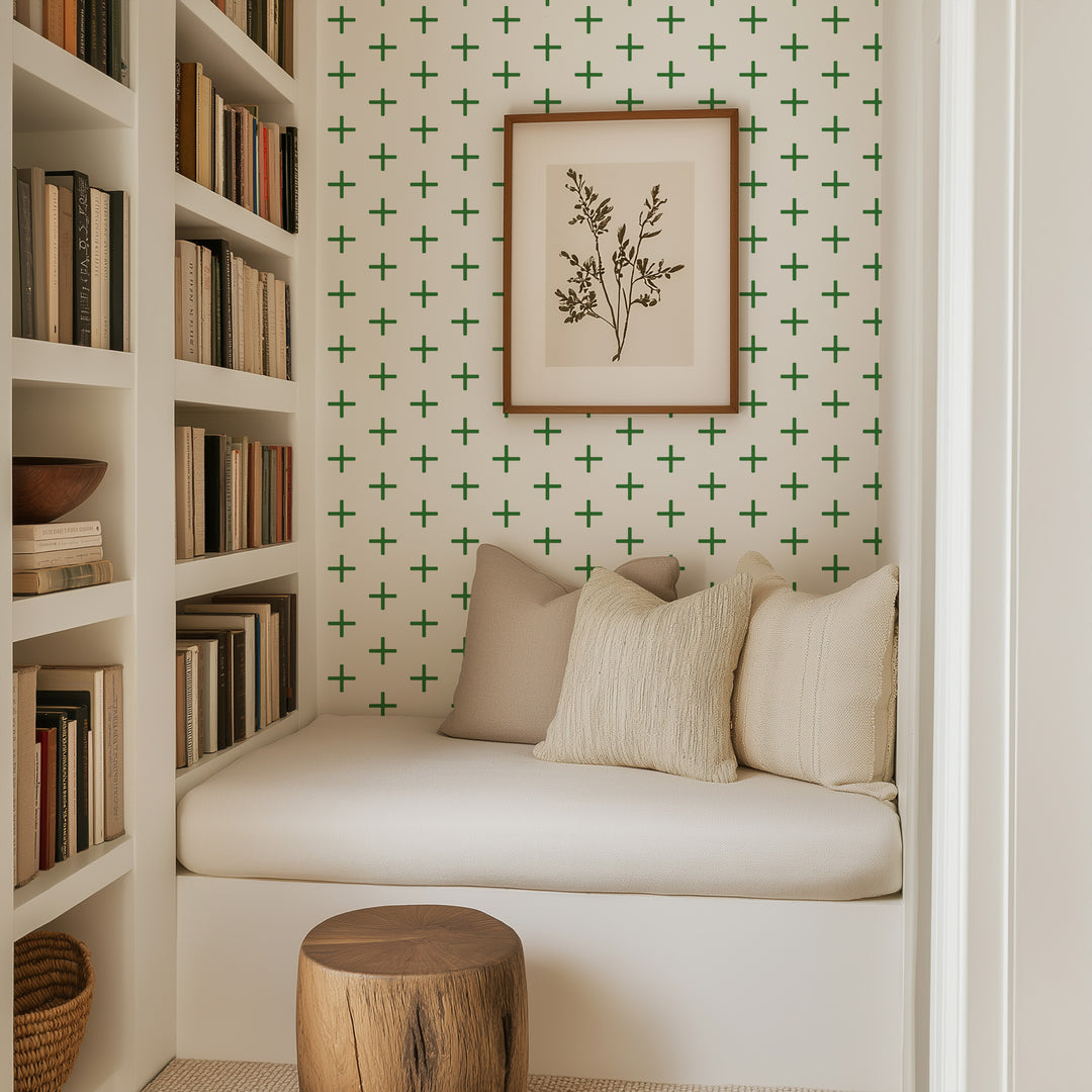 Addition - Signature Green Geometric Wallpaper by Mrs. Paranjape