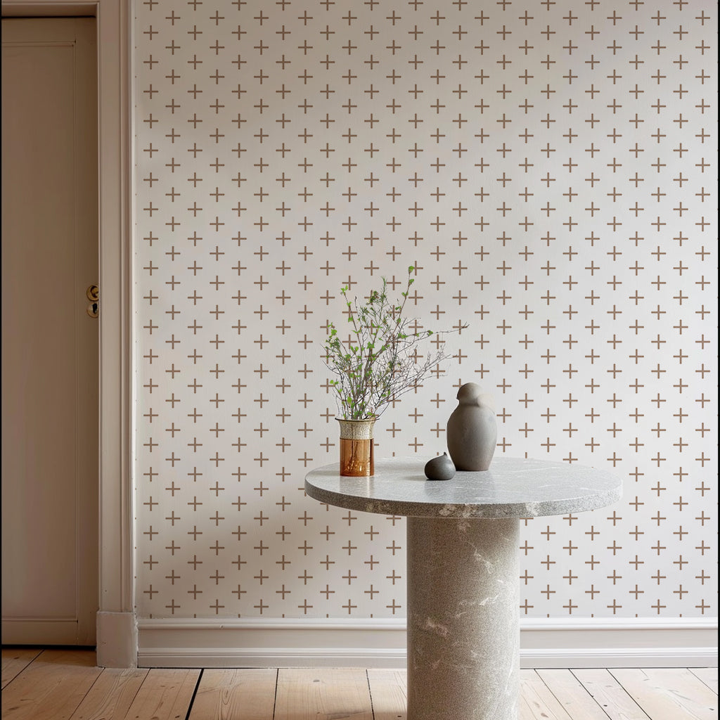 Addition - Truly Taupe Geometric Wallpaper by Mrs. Paranjape