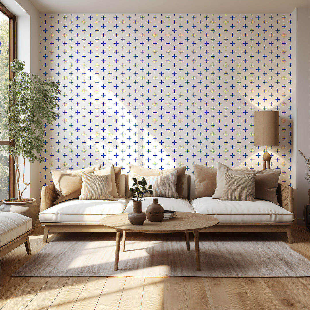 Addition - Yves Blue Geometric Wallpaper by Mrs. Paranjape