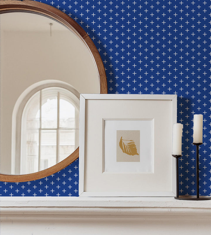 Addition - Yves Blue Reverse Geometric Wallpaper by Mrs. Paranjape