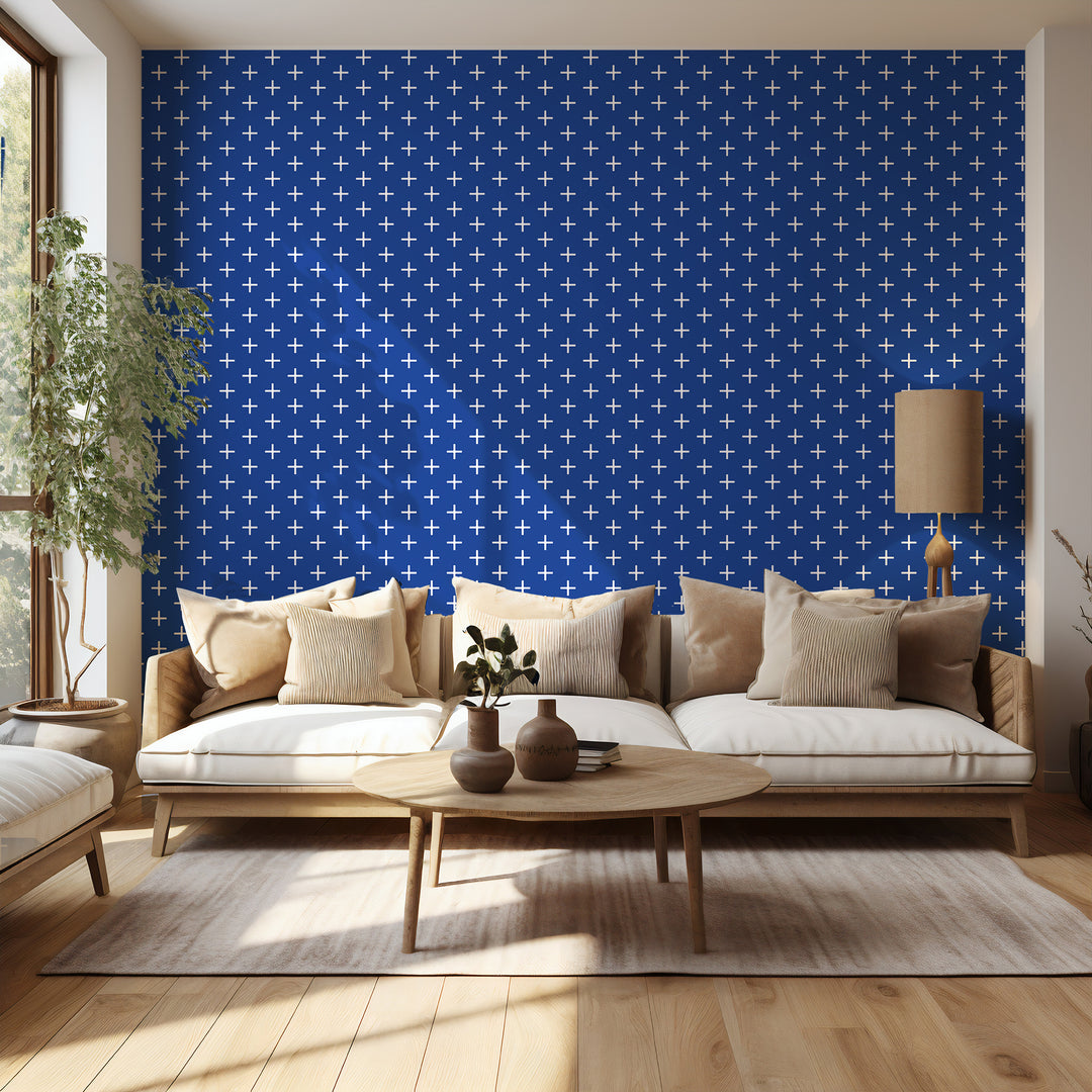 Addition - Yves Blue Reverse Geometric Wallpaper by Mrs. Paranjape