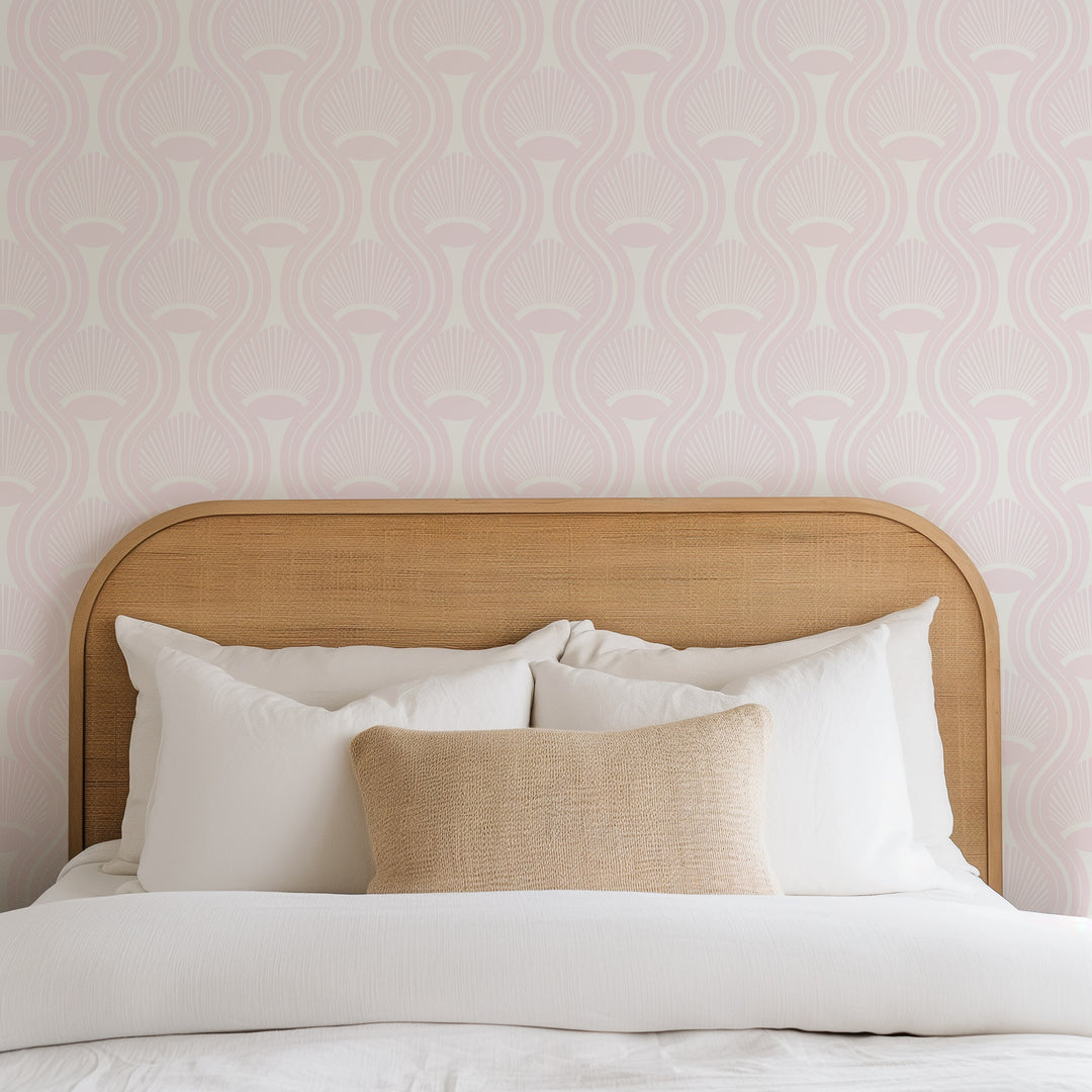 African Art Deco Shell - Pink Wallpaper