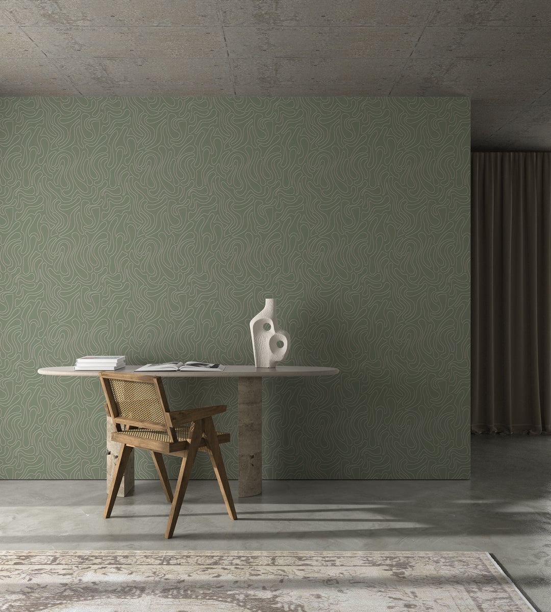 Aire - Olive Wallpaper by Sabrina Yvonne