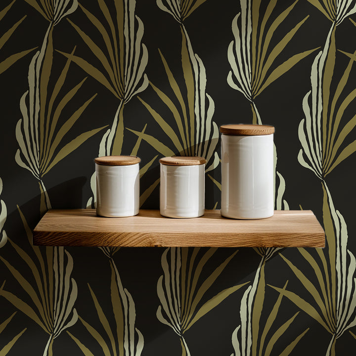 Areca Palm - Golden Black Wallpaper