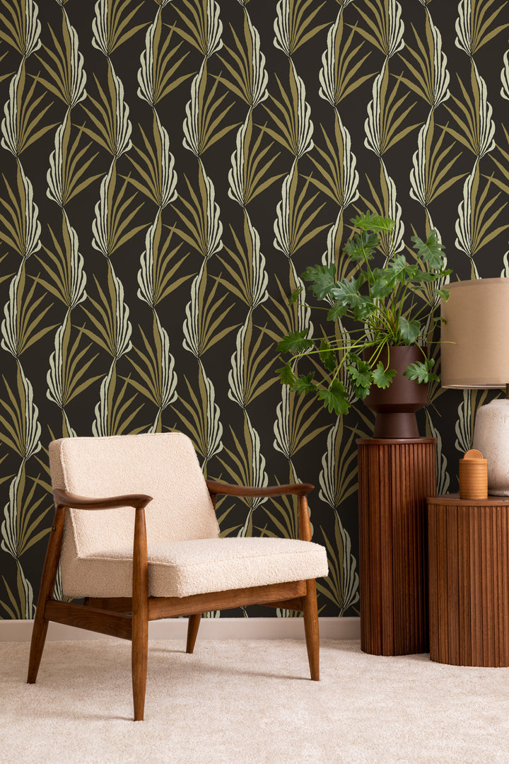 Areca Palm - Golden Black Wallpaper – Mitchell Black