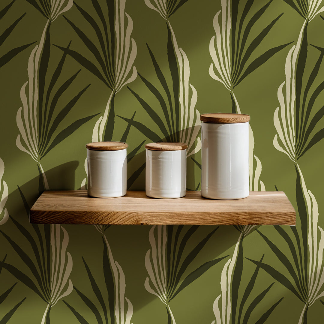 Areca Palm - Light Olive Wallpaper