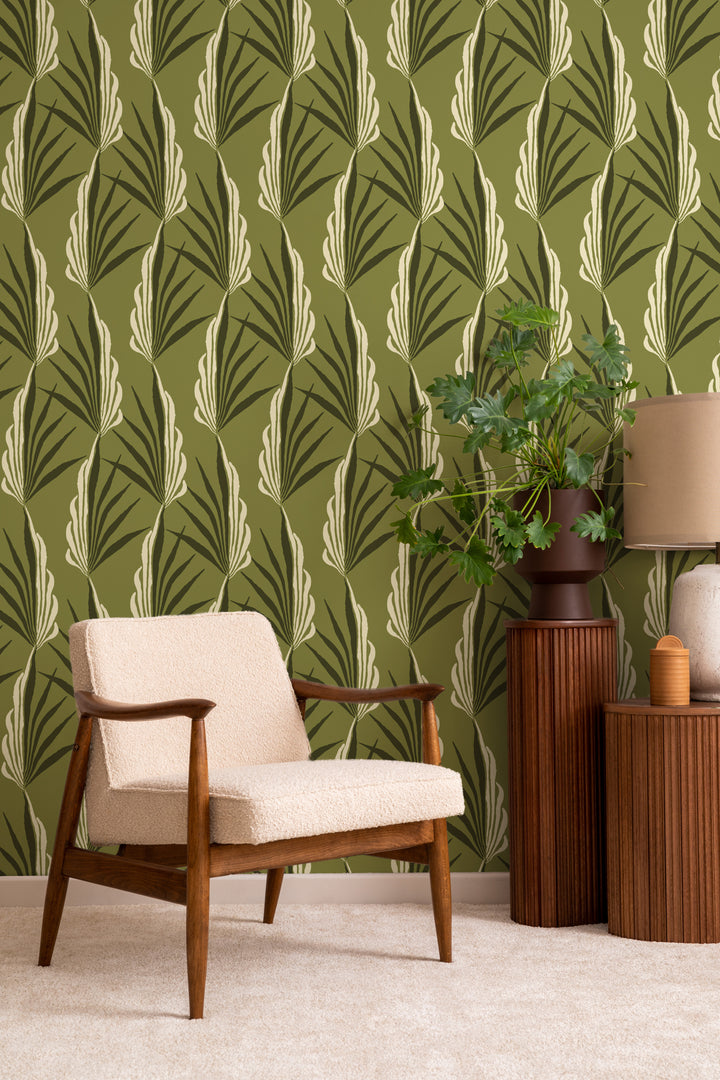 Areca Palm - Light Olive Wallpaper