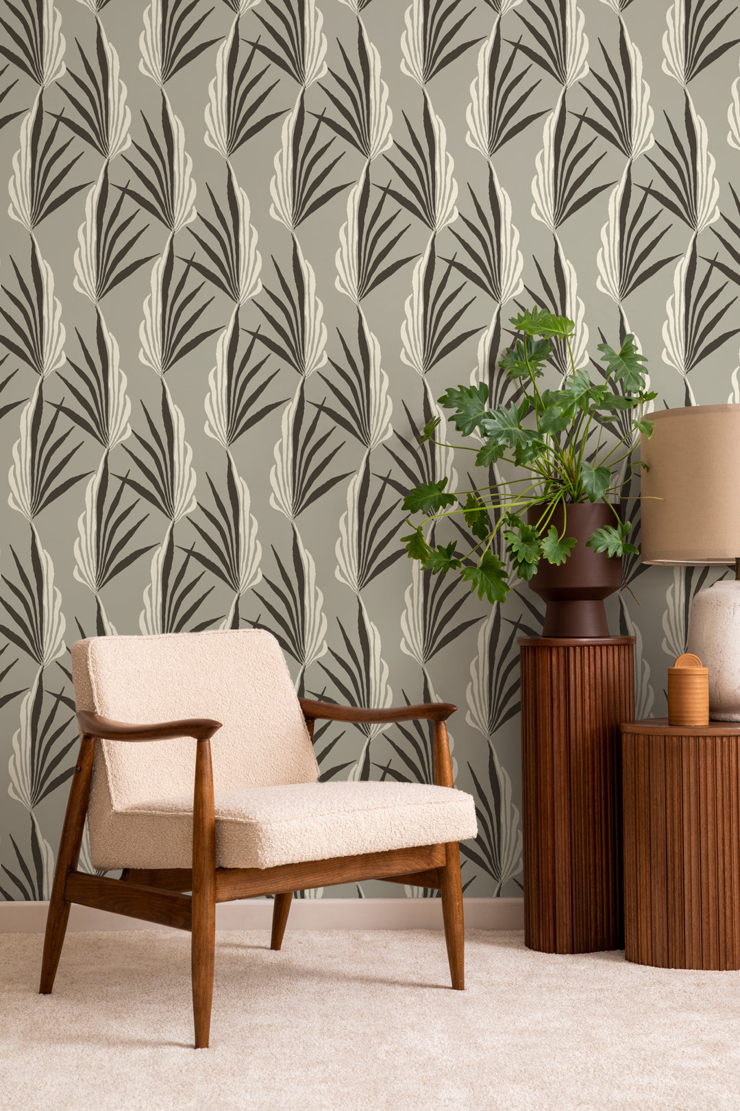 Areca Palm - Warm Gray Wallpaper