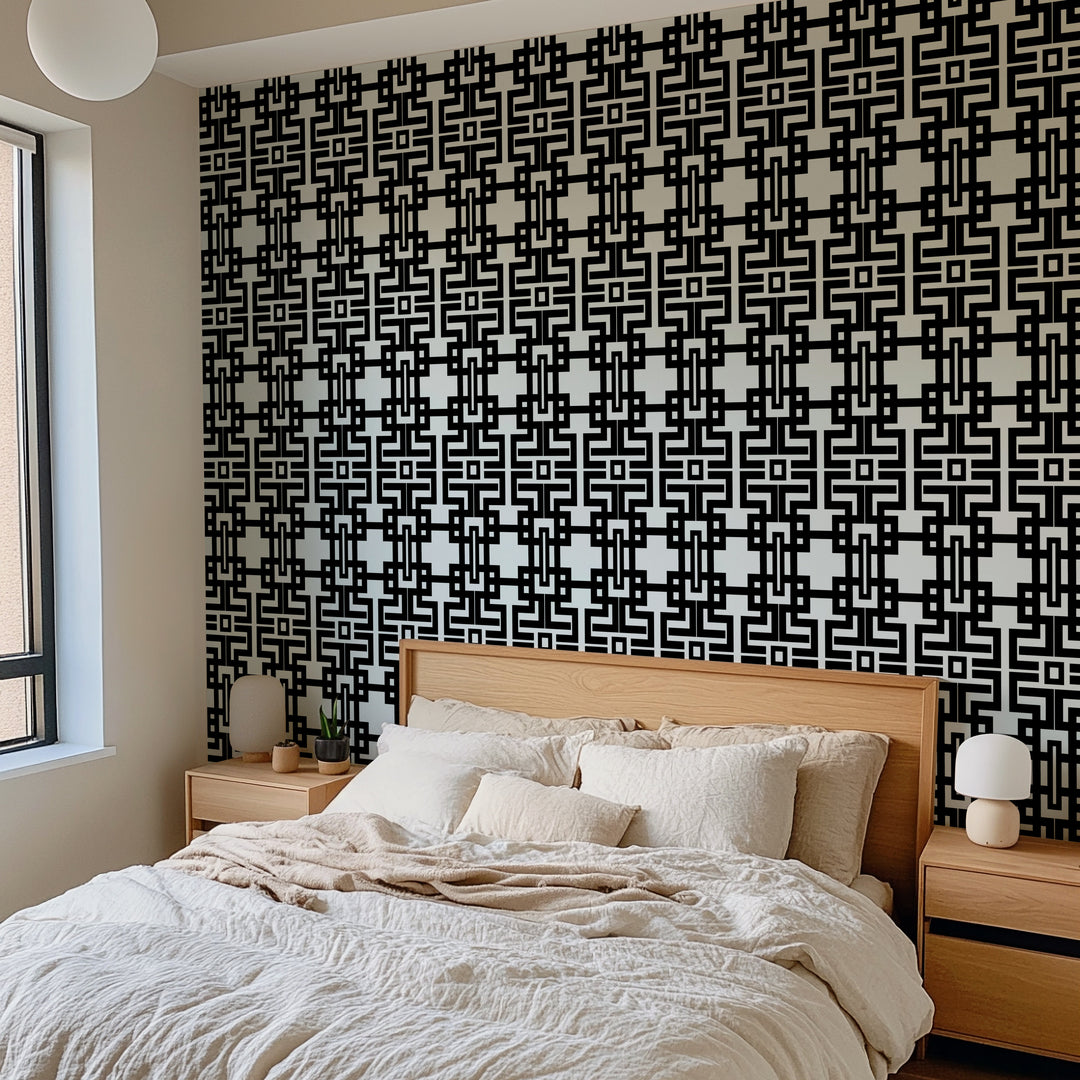 Aztec - Black Wallpaper by The Blush Label