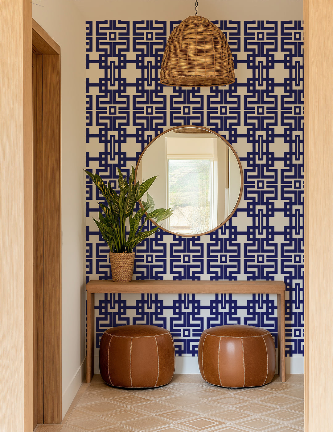 Aztec - Navy Wallpaper by The Blush Label