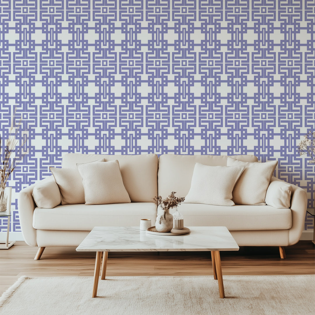 Aztec - Periwinkle Wallpaper by The Blush Label