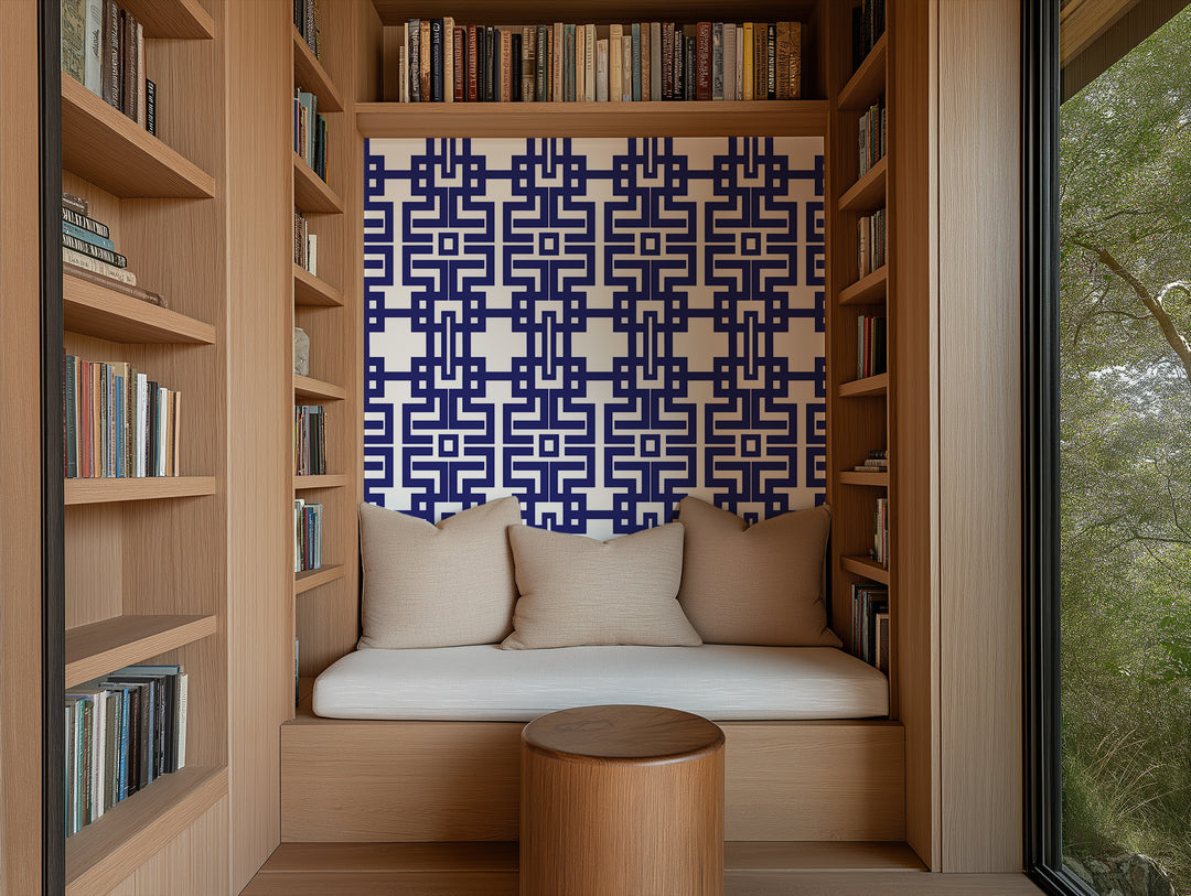 Aztec - Navy Wallpaper by The Blush Label