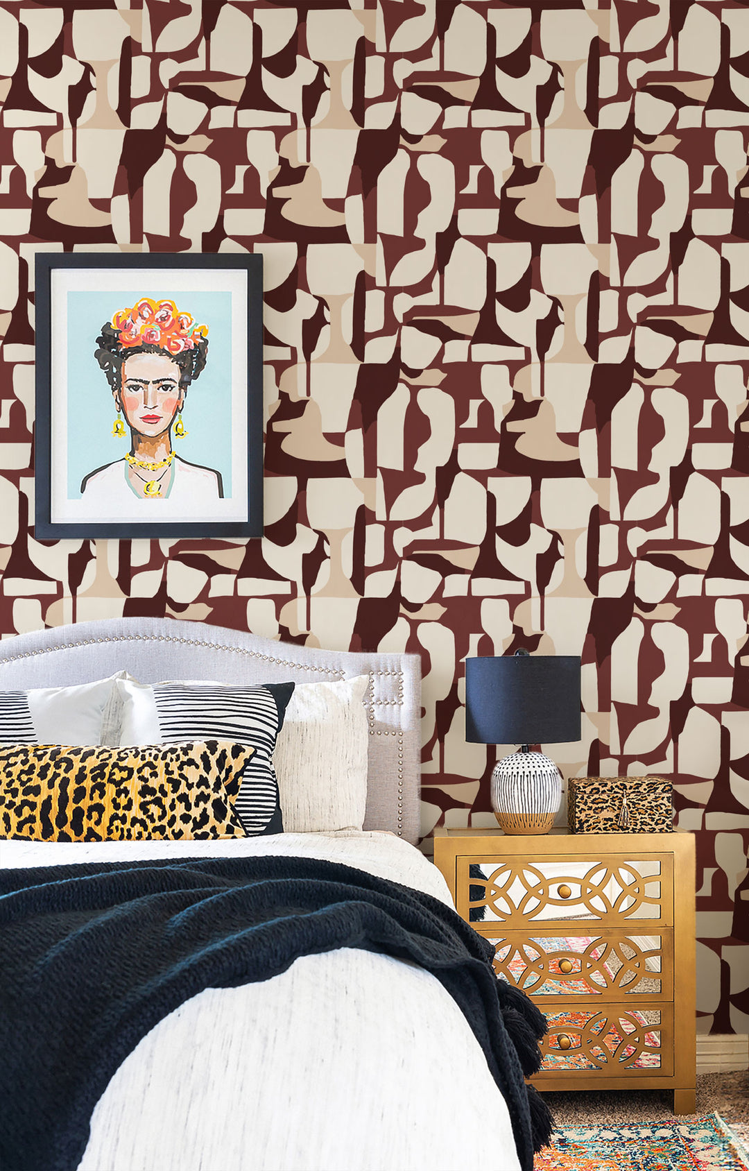 Abstract Attraction - Merlot Taupe Wallpaper by Blessed Little Bungalow