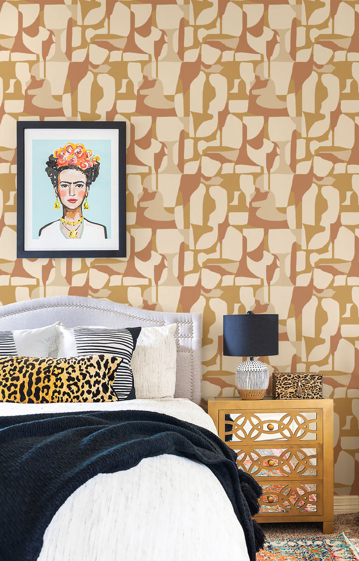 Abstract Attraction - Gold Terracotta Wallpaper by Blessed Little Bungalow