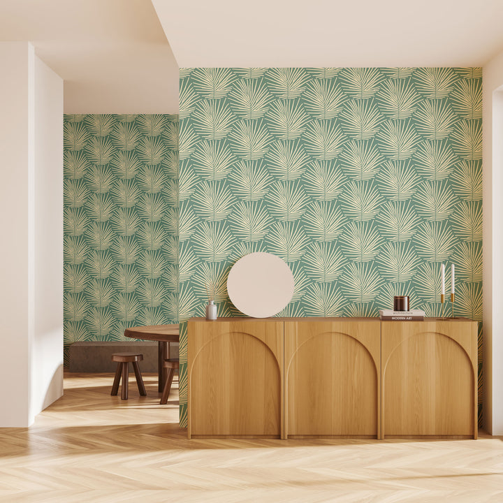 Isle of Palms - Teal Cream Wallpaper by Blessed Little Bungalow
