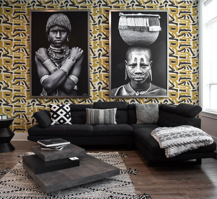 Tribal Traditions - Black Gold Wallpaper by Blessed Little Bungalow