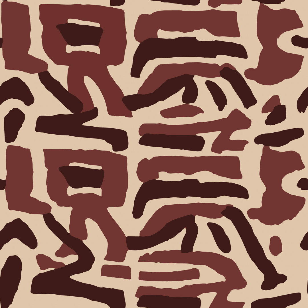 Tribal Traditions - Merlot Taupe Wallpaper by Blessed Little Bungalow