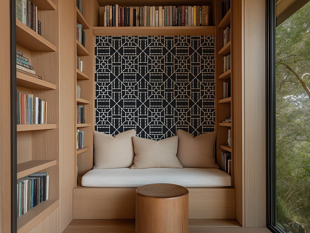 Bamboo Trellis - Black Wallpaper by The Blush Label