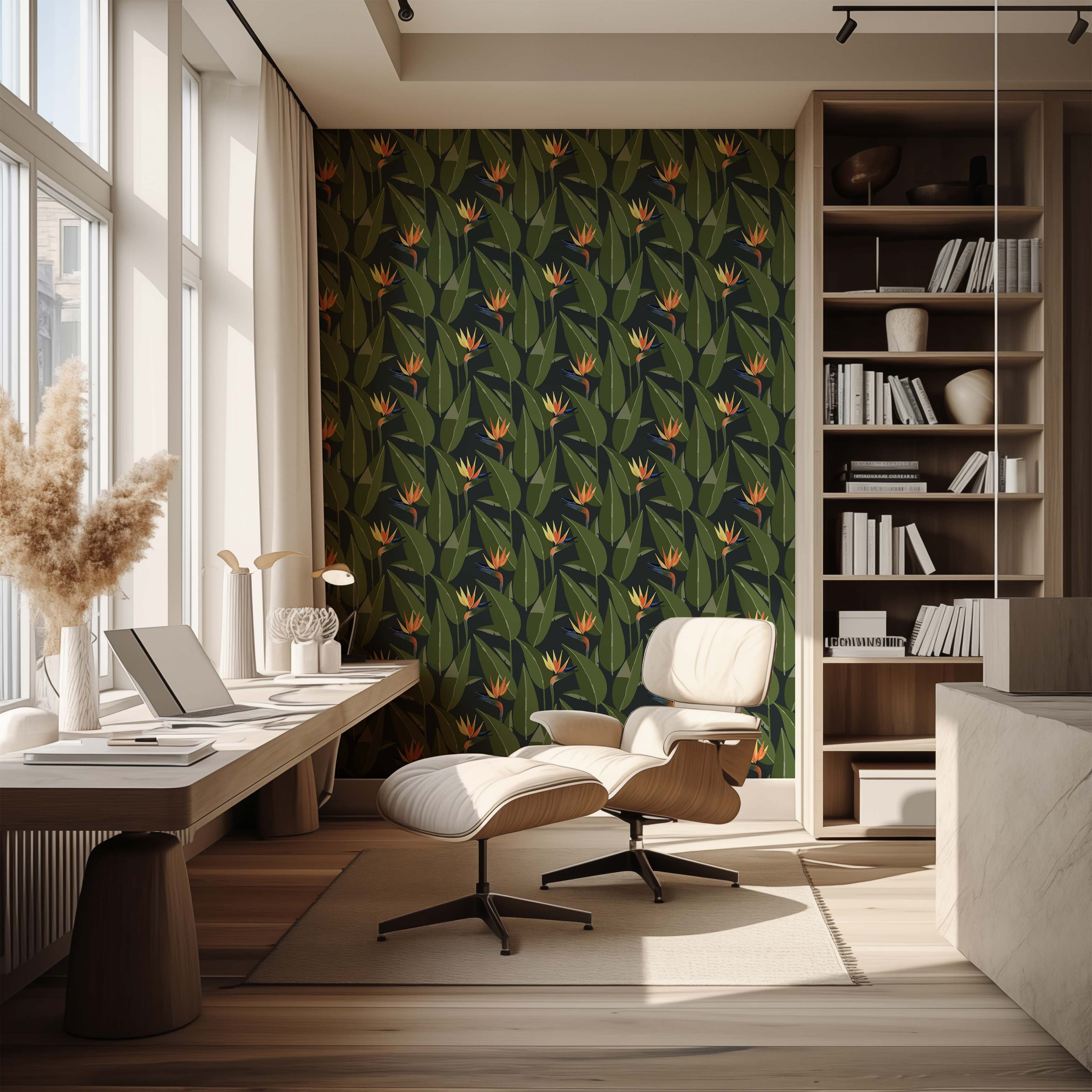 Birds of Paradise - Black Wallpaper - Mitchell Black